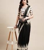 Sareemall Black Festive Cotton Printed Saree With Unstitched Blouse