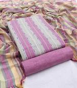 Kvsfab Purple and Grey South Cotton Woven Handloom Dress Material Salwar Kameez Suit Fabric with Dupatta