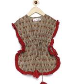 Beige printed cotton kids-kaftans