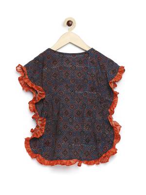 Blue printed cotton kids-kaftans 3