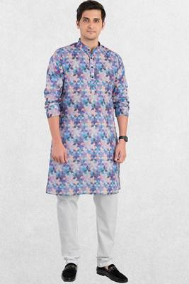 multicolor cotton  Men's Inde Print Kurta Top 1