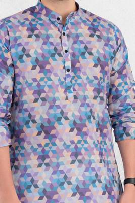 multicolor cotton  Men's Inde Print Kurta Top 4