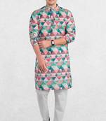 multicolor cotton  Men's Inde Print Kurta Top
