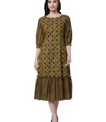 Multicolor printed cotton long-dresses