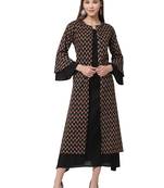 Black printed cotton long-dresses