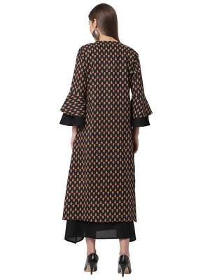 Black printed cotton long-dresses 2