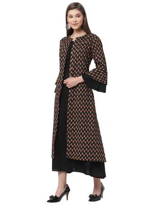 Black printed cotton long-dresses 3