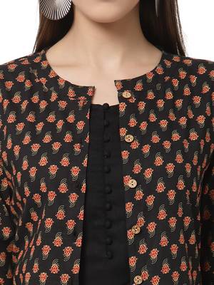 Black printed cotton long-dresses 4