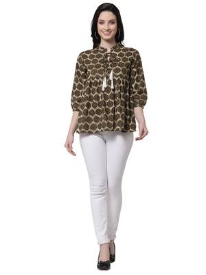Brown printed cotton tunics 1