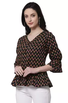 Black printed cotton tunics