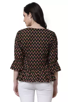 Black printed cotton tunics