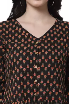 Black printed cotton tunics