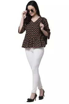 Black printed cotton tunics