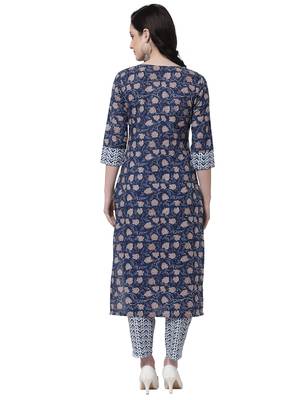 Blue printed cotton cotton-kurtis 2
