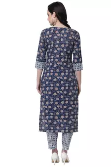 Blue printed cotton cotton-kurtis
