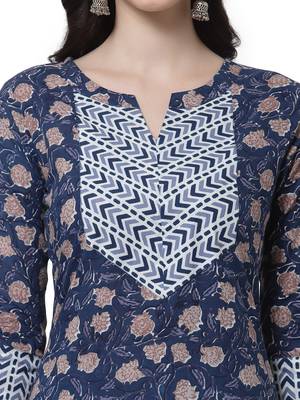 Blue printed cotton cotton-kurtis 4
