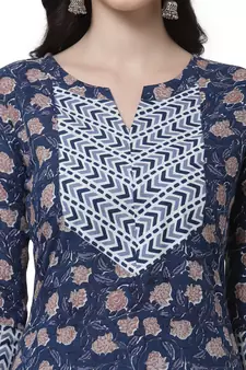 Blue printed cotton cotton-kurtis