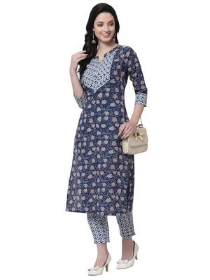 Blue printed cotton cotton-kurtis 5