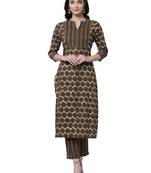 Brown printed cotton cotton-kurtis