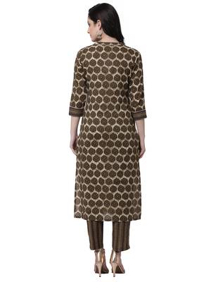 Brown printed cotton cotton-kurtis 2