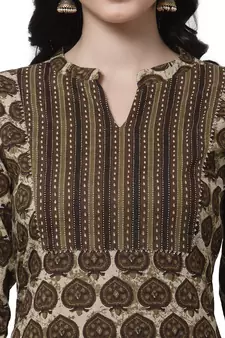 Brown printed cotton cotton-kurtis