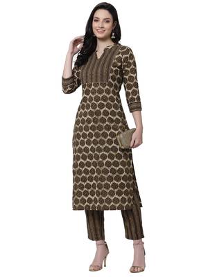 Brown printed cotton cotton-kurtis 5
