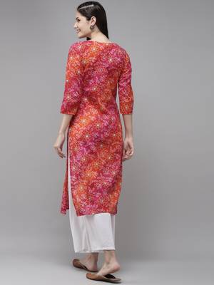 Red printed cotton kurtas-and-kurtis 3