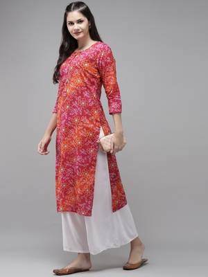 Red printed cotton kurtas-and-kurtis 5
