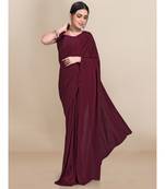 Wine Soft Lycra With Pleated Pallu One Minute Saree
