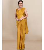 Mustard Soft Lycra With Pleated Pallu One Minute Saree