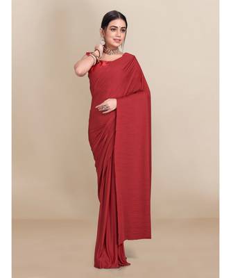 Maroon Soft Lycra With Pleated Pallu One Minute Saree 1