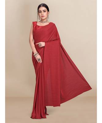 Maroon Soft Lycra With Pleated Pallu One Minute Saree 2
