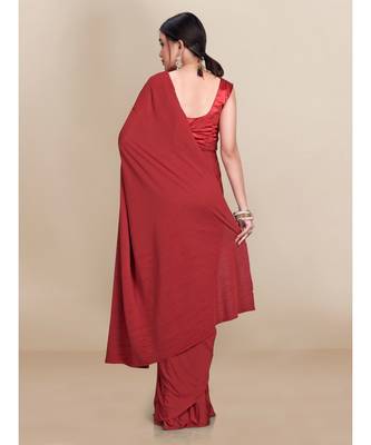 Maroon Soft Lycra With Pleated Pallu One Minute Saree 4