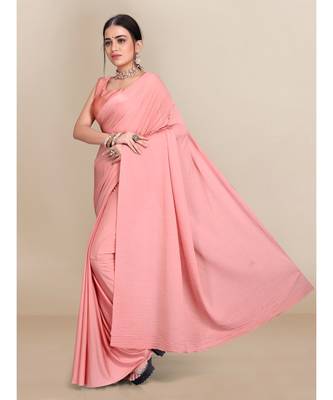 Peach Soft Lycra With Pleated Pallu One Minute Saree 2