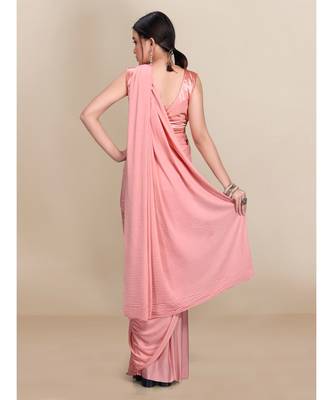 Peach Soft Lycra With Pleated Pallu One Minute Saree 4