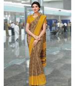 Sangam Prints Brown Silk Blend Printed Uniform Saree