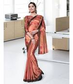 Sangam Prints Peach Silk Blend Printed Uniform Saree