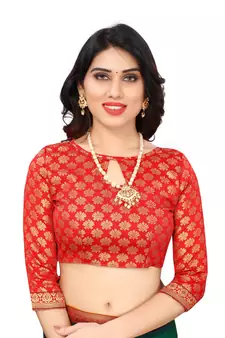 Green Vichitra Silk Blend Saree With Fancy Lace And Jacquard Blouse Piece.