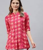 Pink printed viscose rayon tunics
