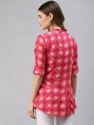 Pink printed viscose rayon tunics 4
