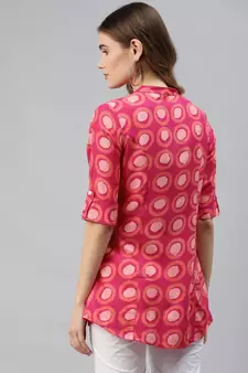 Pink printed viscose rayon tunics