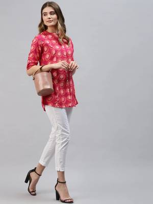 Pink printed viscose rayon tunics 5
