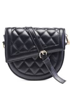 Black Quilted Saddle Sling Bag