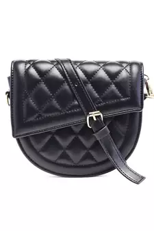 Black Quilted Saddle Sling Bag