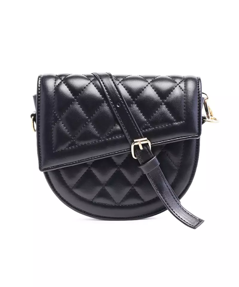 Black Quilted Saddle Sling Bag