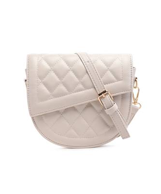 White Quilted Saddle Sling Bag 1
