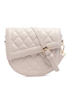 White Quilted Saddle Sling Bag