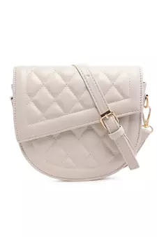 White Quilted Saddle Sling Bag
