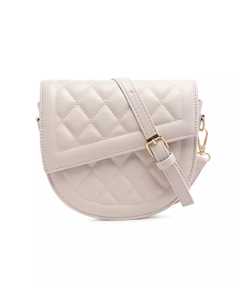 White Quilted Saddle Sling Bag