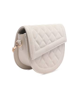 White Quilted Saddle Sling Bag 2